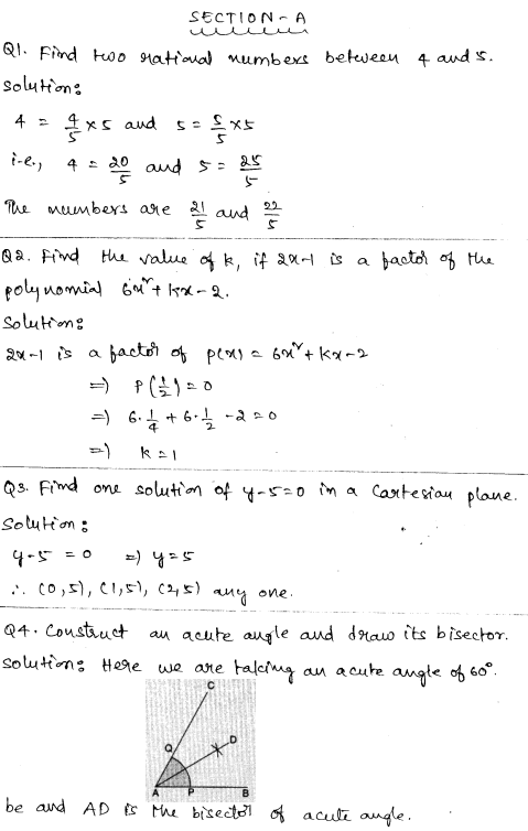 Sample Papers for Class 9 Maths Solved paper 4 1