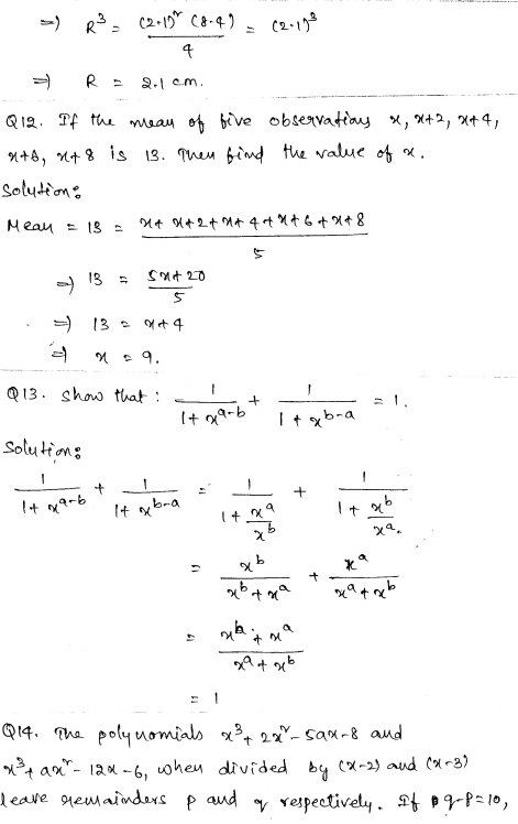 Sample Papers for Class 9 Maths Solved paper 4 5