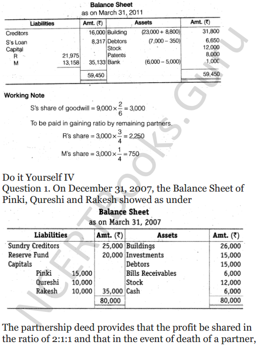 NCERT Solutions for Class 12 Accountancy Chapter 4 Reconstitution of a Partnership Firm Retirement Death of a Partner 14