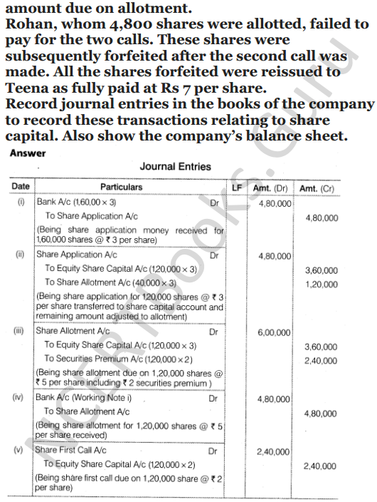 NCERT Solutions for Class 12 Accountancy Part II Chapter 1 Accounting for Share Capital 56