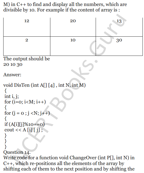 NCERT Solutions for Class 12 Computer Science (C++) Chapter - 8 – Arrays 12