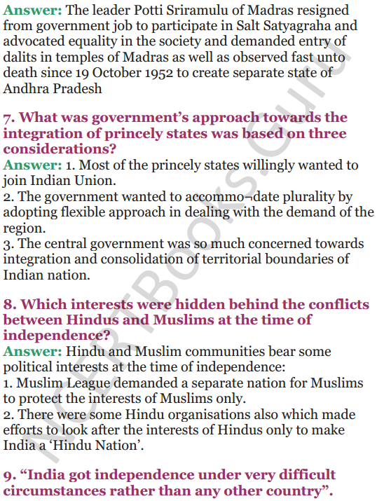 NCERT Solutions for Class 12 Political Science Chapter 1 Challenges of Nation Building 11