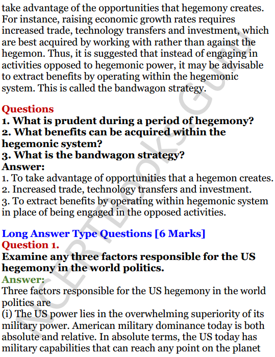 NCERT Solutions for Class 12 Political Science Chapter 3 US Hegemony in World Politics 21