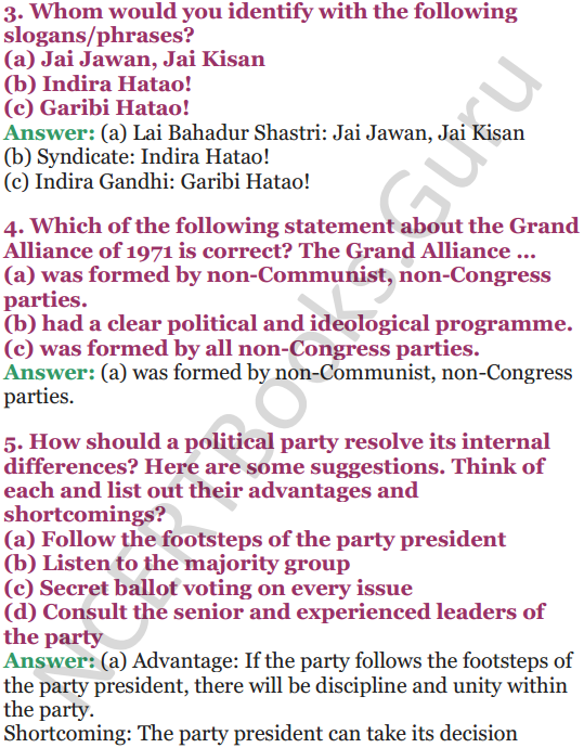 NCERT Solutions for Class 12 Political Science Chapter 5 Challenges to and Restoration of Congress System 2