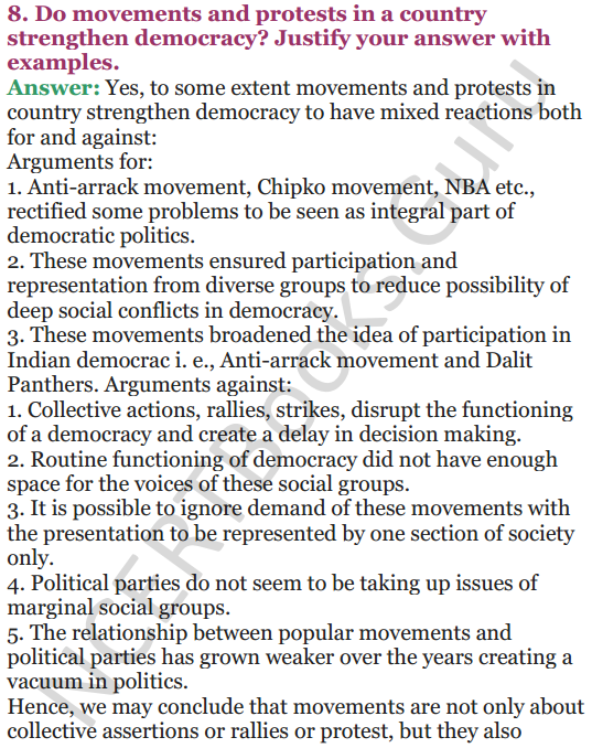 NCERT Solutions for Class 12 Political Science Chapter 7 Rise of Popular Movements 6