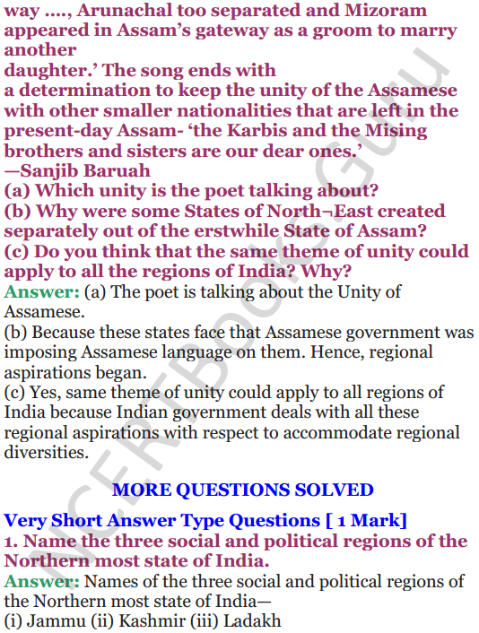 NCERT Solutions for Class 12 Political Science Chapter 8 Regional Aspirations 7