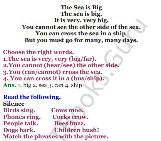 NCERT Solutions for class 3 English Unit-4 Poem Sea Song 2