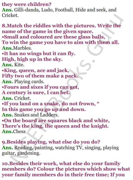 NCERT Solutions for class 3 EVS Chapter 16 Games We Play 3