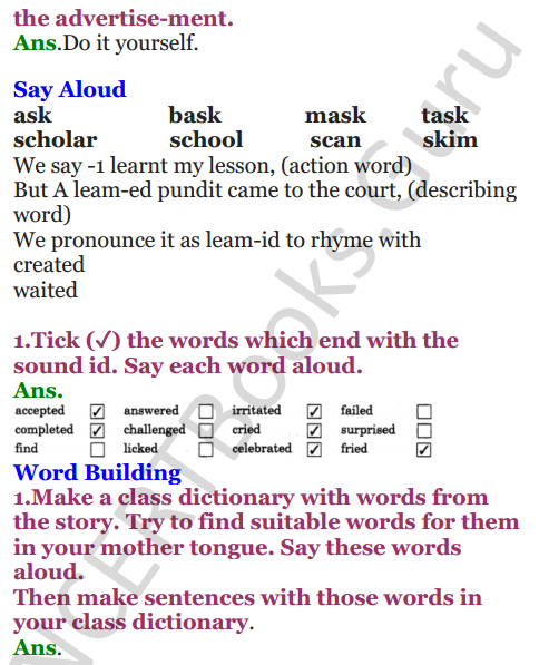 NCERT Solutions for Class 4 English Unit-7 The scholar's mother tongue 2
