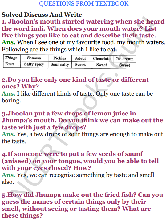 NCERT Solutions for Class 5 EVS Chapter 3 From Tasting To Digesting 1