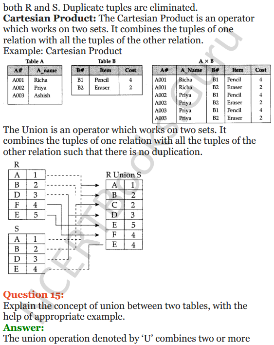NCERT Solutions for Class 12 Computer Science (C++) Chapter - 11 – Database Concepts 8