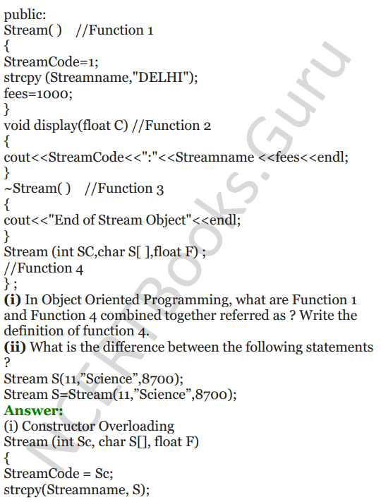 NCERT Solutions for Class 12 Computer Science (C++) Chapter - 4 – Constructor and Destructor 6