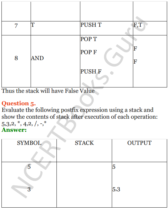 NCERT Solutions for Class 12 Computer Science (C++) Chapter - 9 – Stack 8