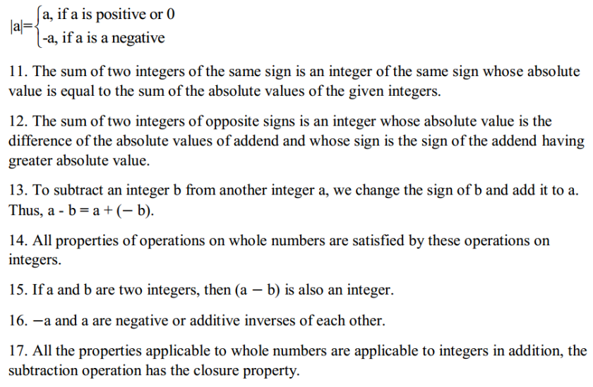 Integers Formulas Formulas for Class 6 Q2